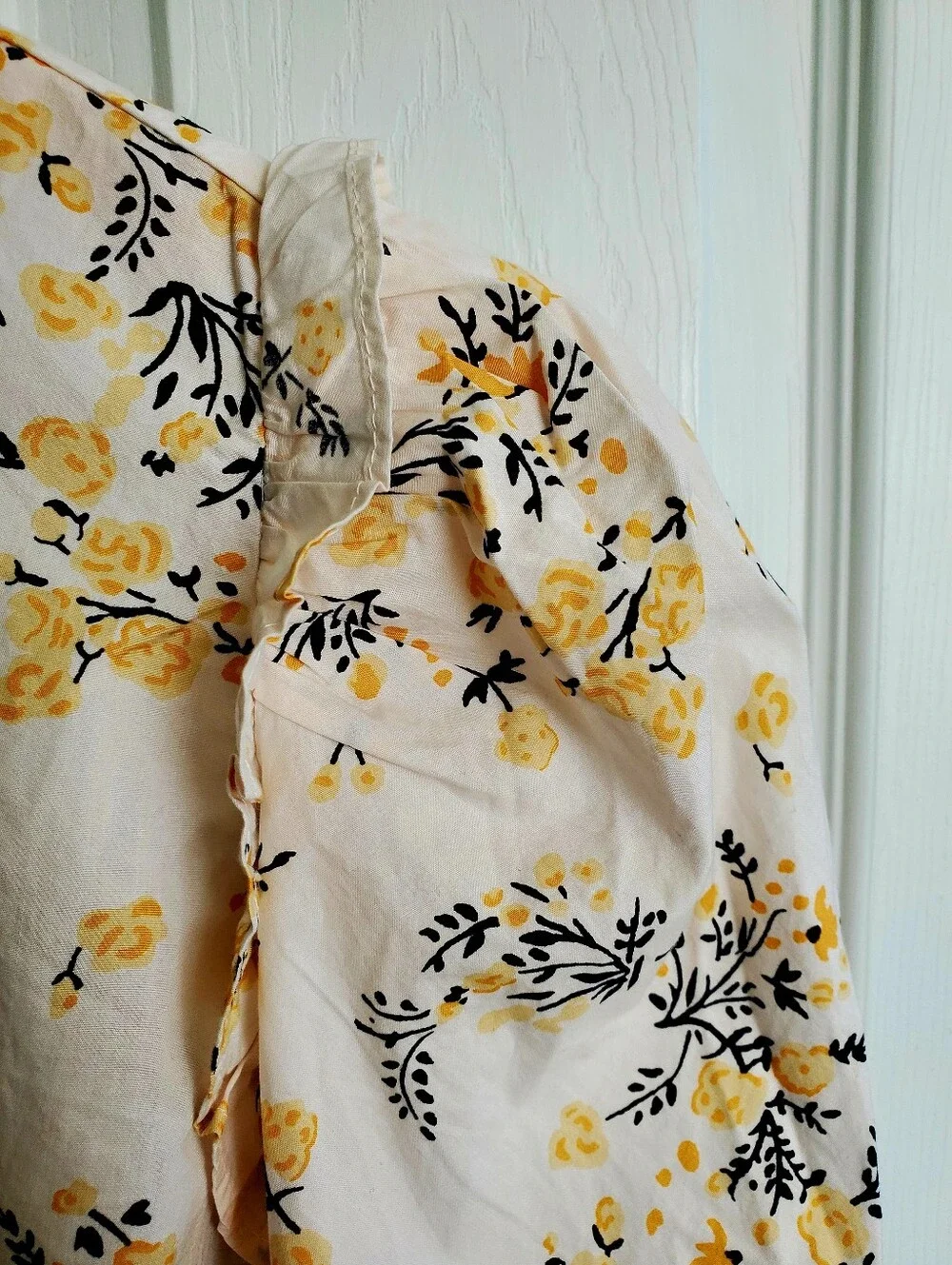 J Crew NWT Cotton Puff Sleeve Popover Floral Top Long Sleeve Size S